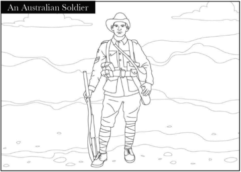 Dibujo de un soldado australiano de la primera guerra mundial para colorear dibujos para colorear imprimir gratis