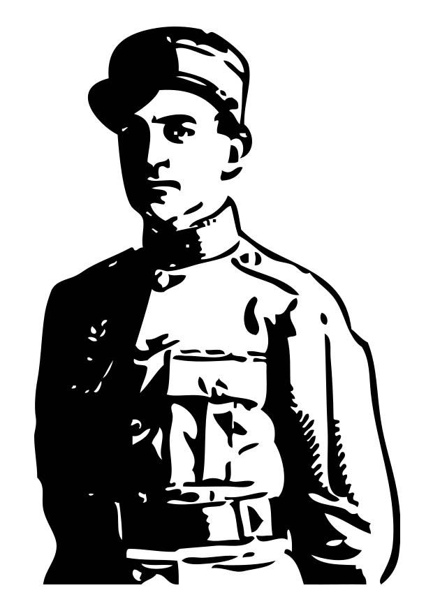 Coloring page officer in the nd world war