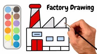 Factory drawing how to draw a factory easy colouring and drawing for kids classes step by step