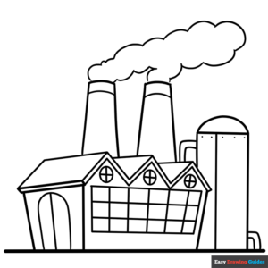 Factory coloring page easy drawing guides