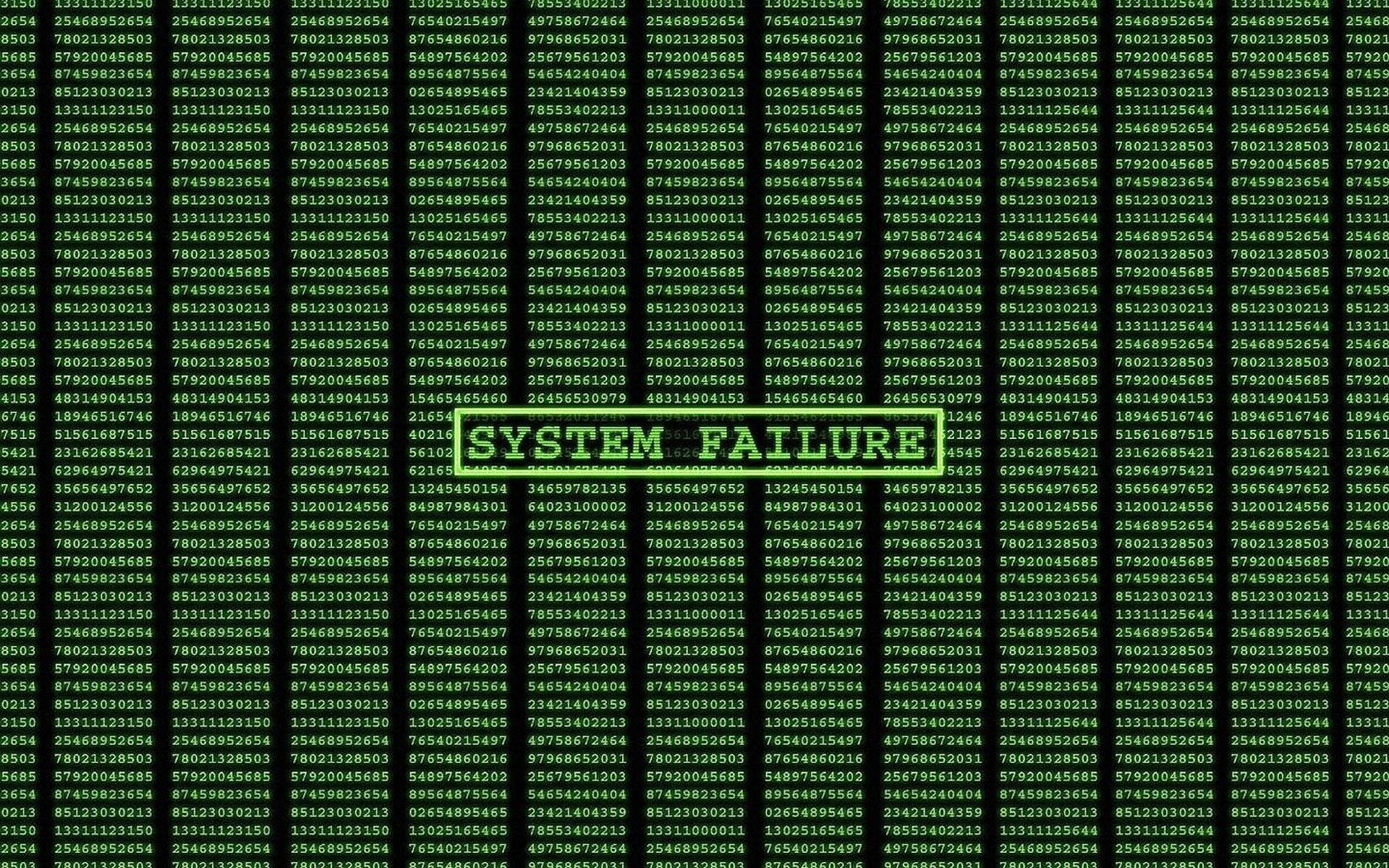 Download aligned green matrix system failure wallpaper