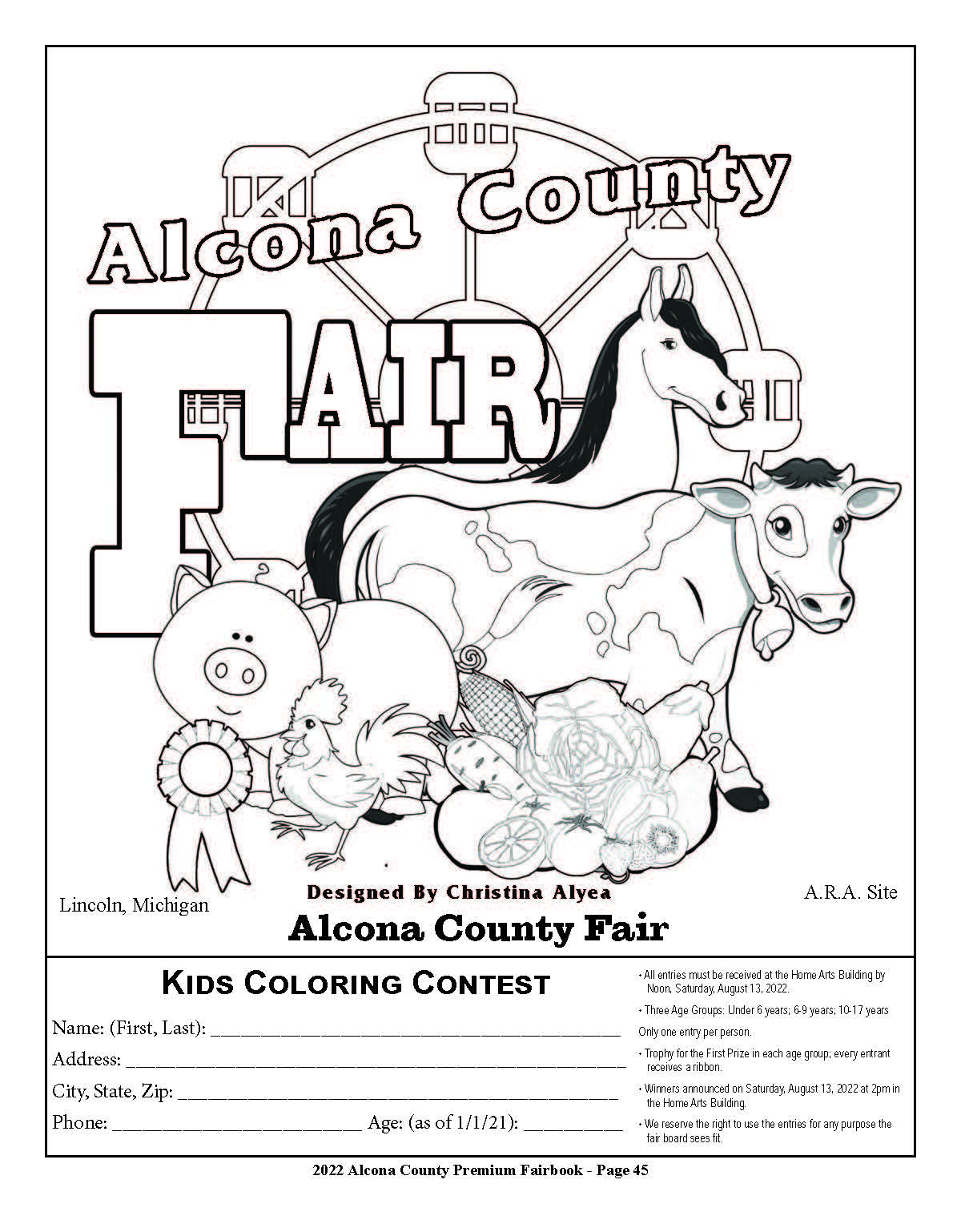 Kids coloring contest â alcona county fair