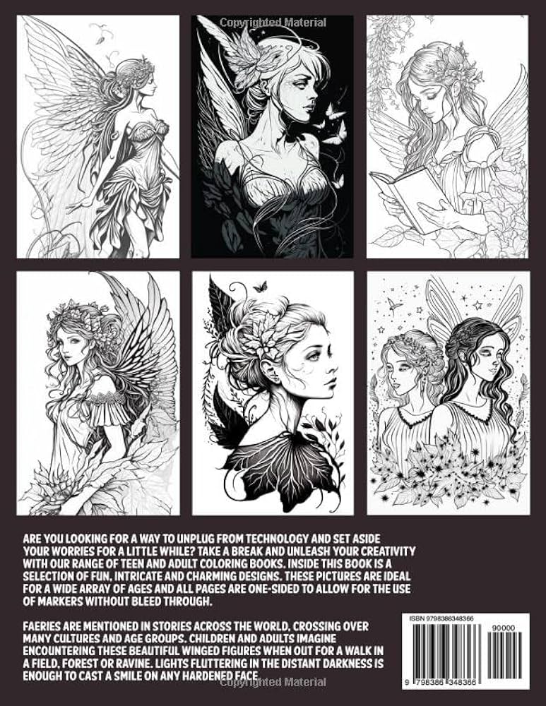 Wondrous fairies adult coloring book fun and unique drawings of fairies for adults and teens to color fun relaxing and stress