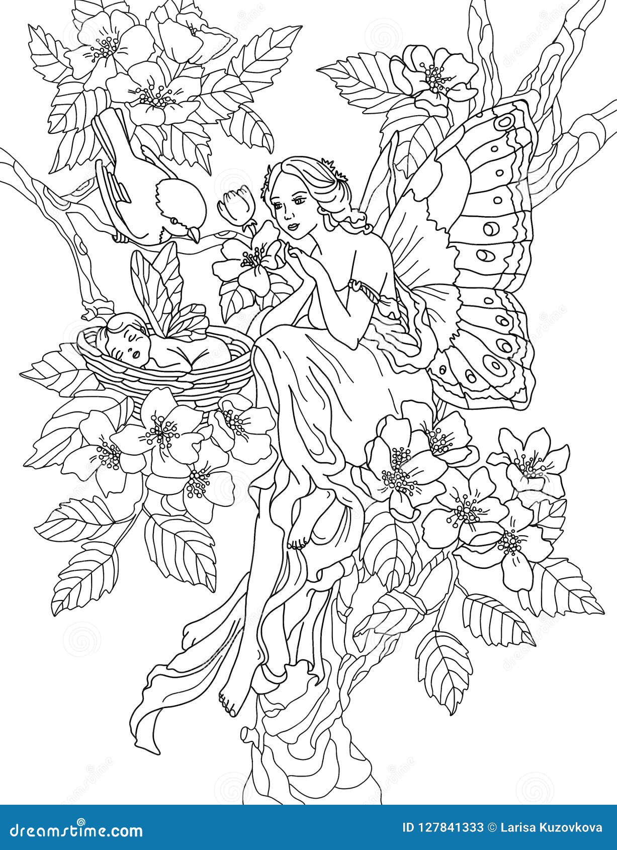 Coloring page the fairy stock illustration illustration of woman