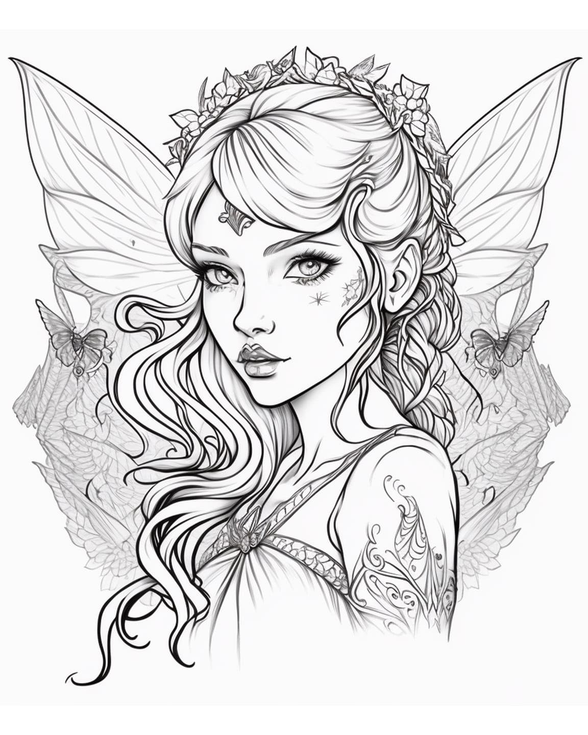 Fascinating fairy coloring pages for adults