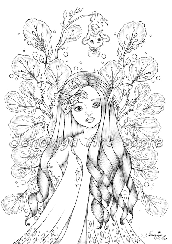 Little fairy colouring page printable coloring book adult coloring book pdf coloring printable pdf by jenoviyaart