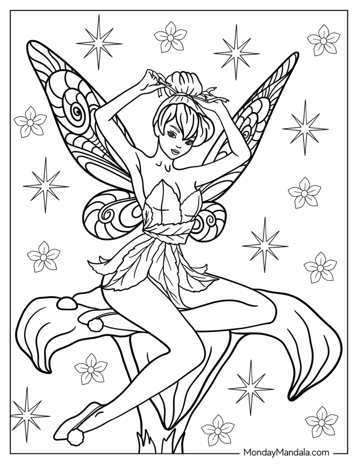 Fairy coloring pages free pdf printables