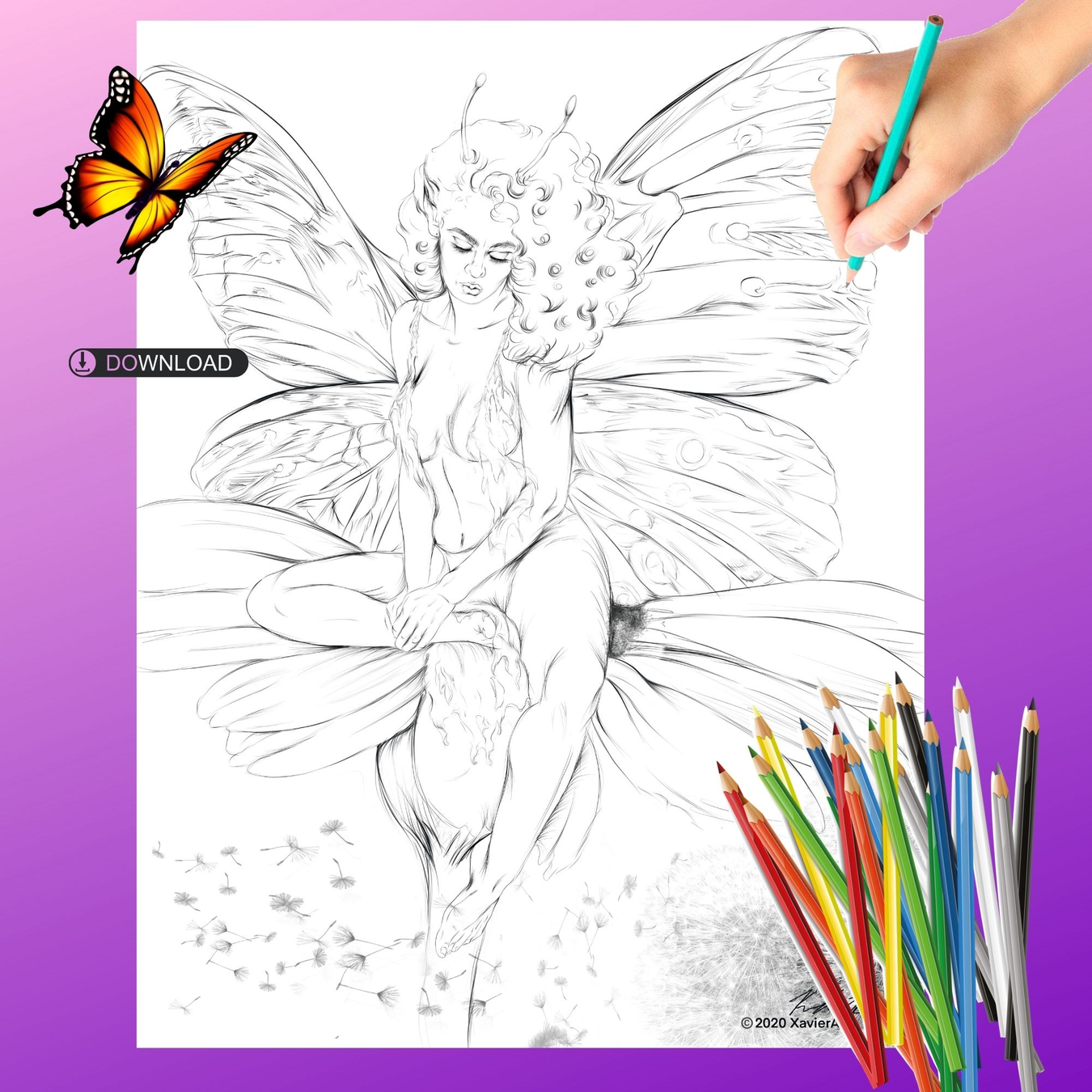 Fantasy printable coloring sheets â