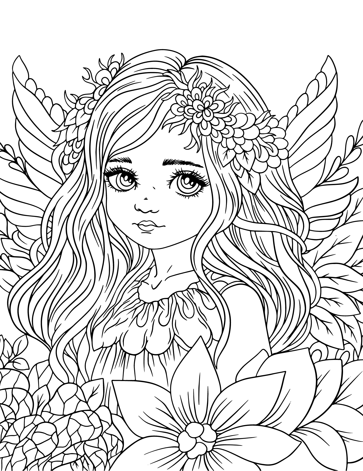 Free fairy coloring pages for kids and adults