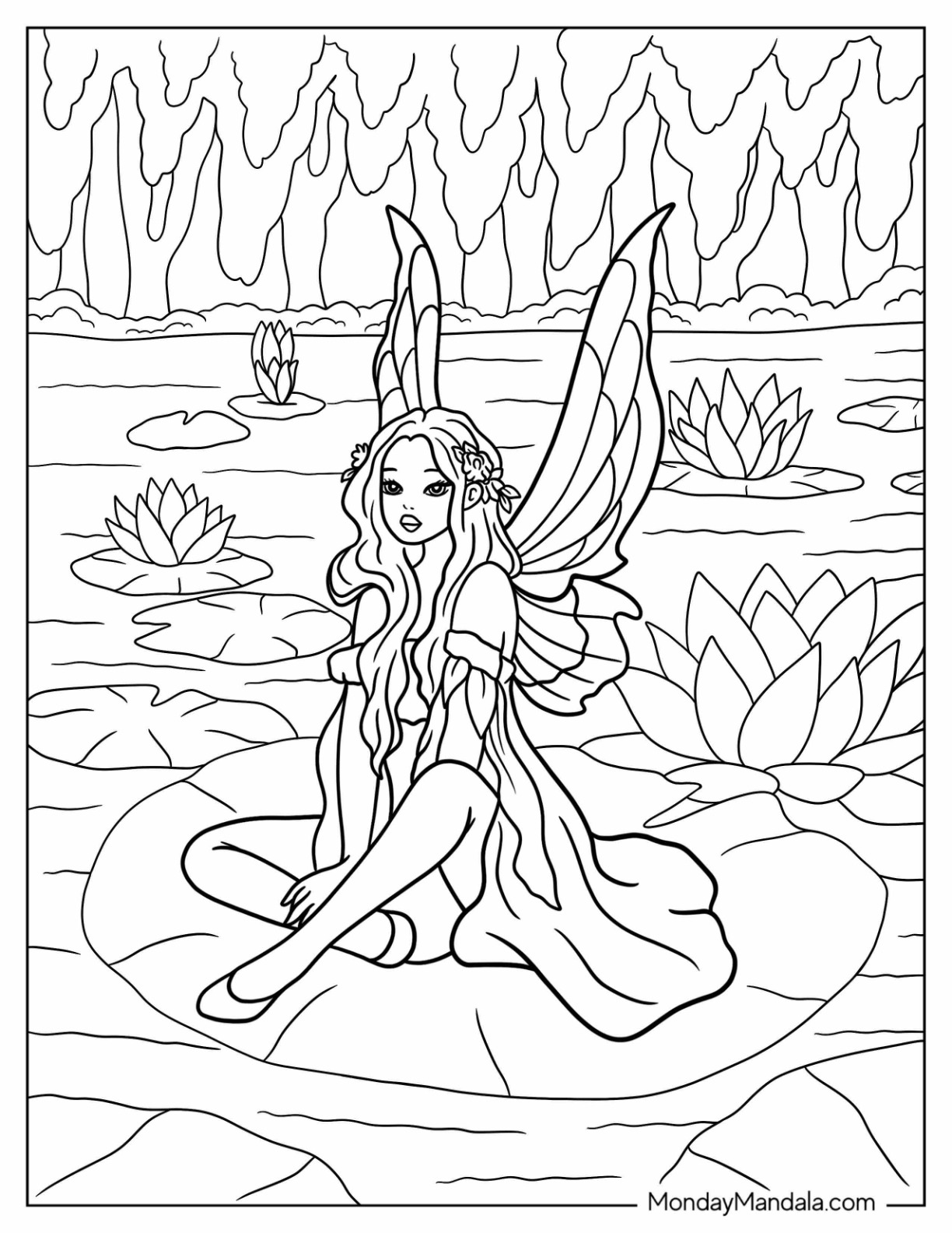 Fairy coloring pages free pdf printables