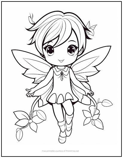 Cute kawaii fairy coloring page print it free