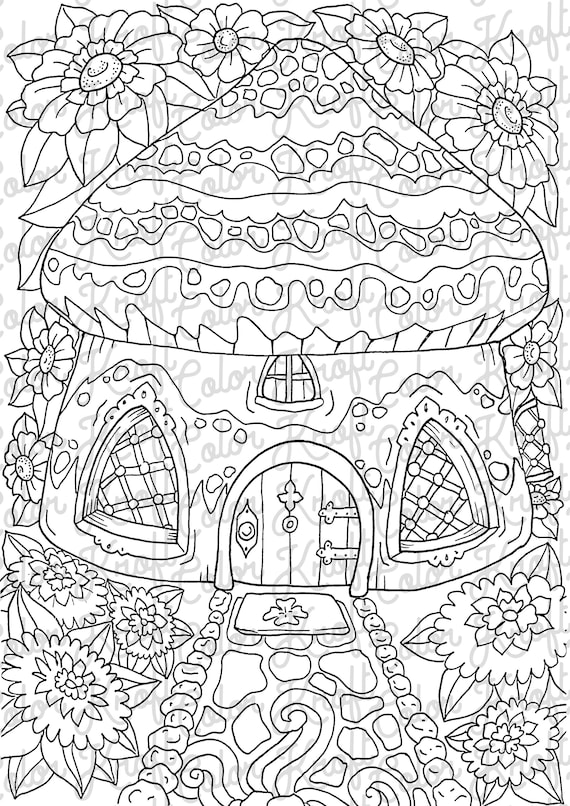 Fairy garden coloring page printable coloring page digital download coloring