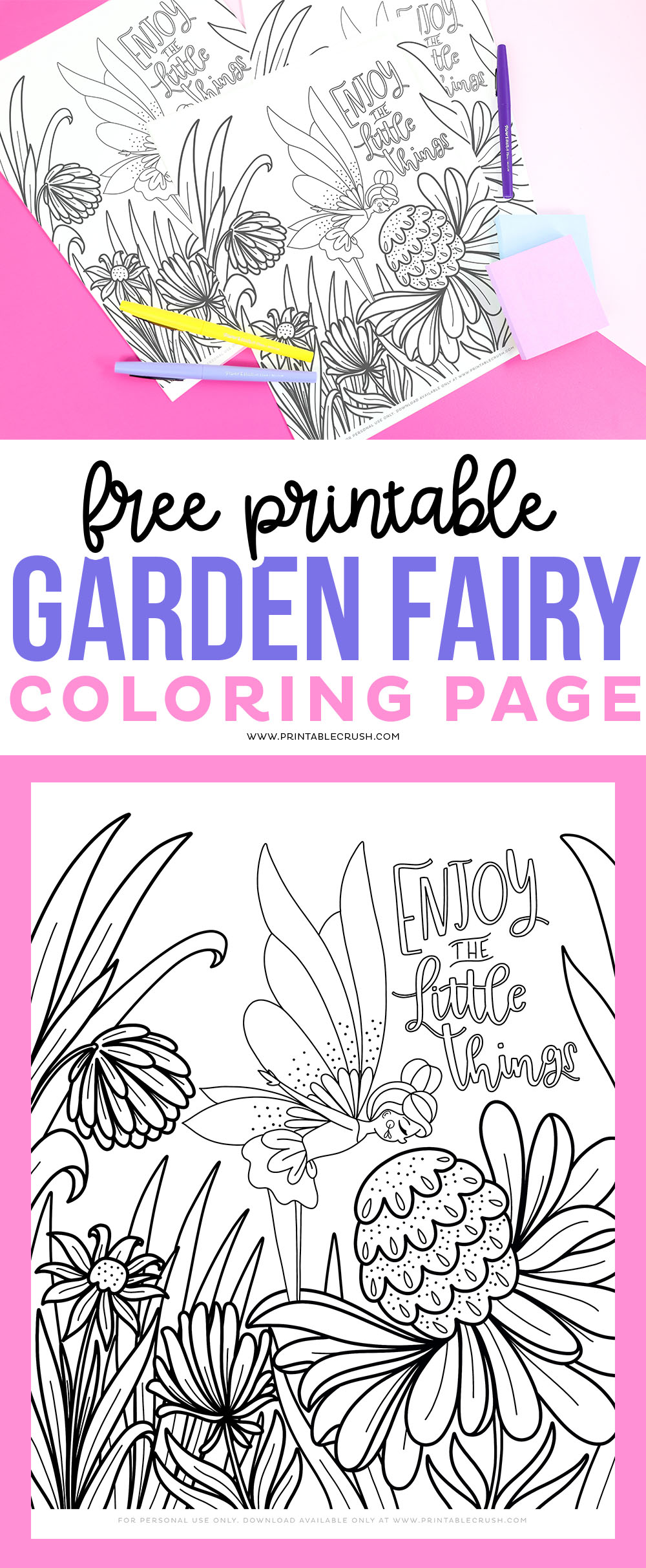 Free garden fairy coloring page