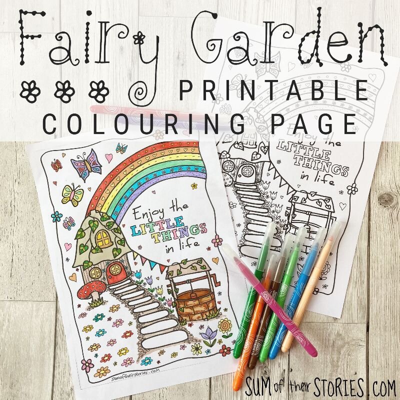 Fairy garden free printable colouring page â sum of their stories craft blog