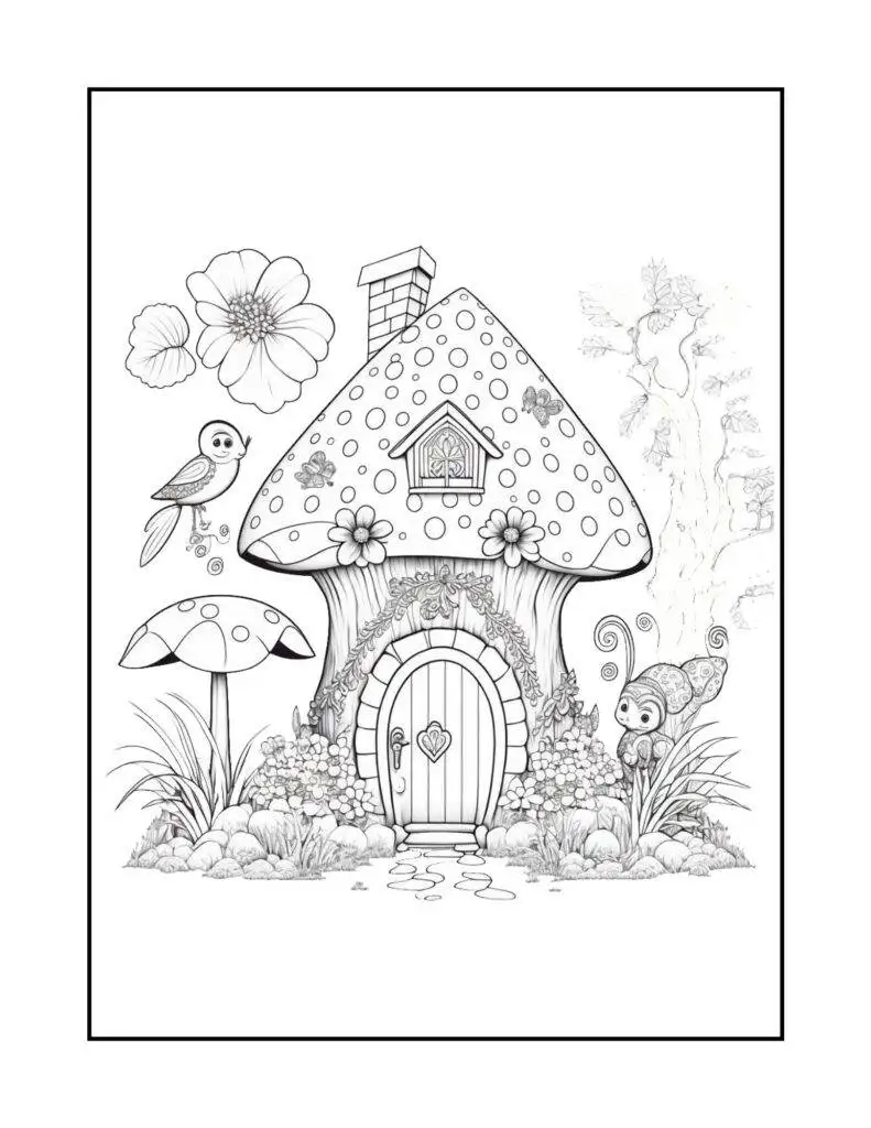 Fairy house coloring pages free printables