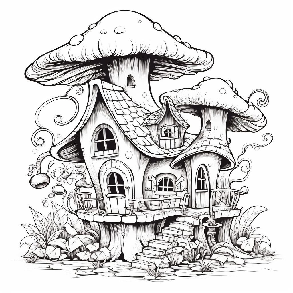 Fairy house coloring pages