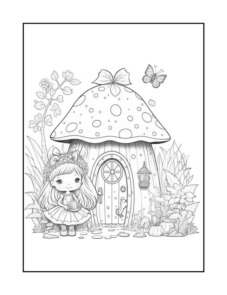 Fairy house coloring pages free printables