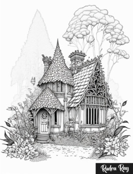 Fairy house coloring pages digital printable by rudra ray tpt