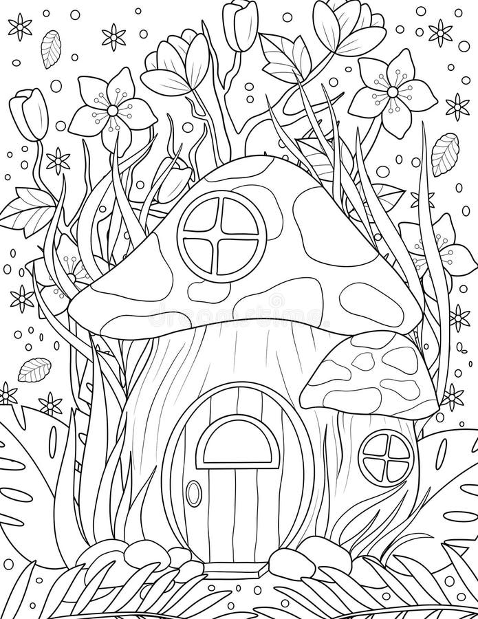 Fairy house coloring page stock illustrations â fairy house coloring page stock illustrations vectors clipart