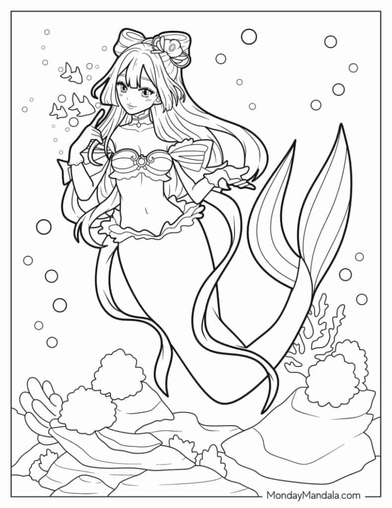 Mermaid coloring pages free pdf printables