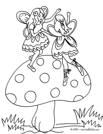 Fairies on a mushroom coloring pages