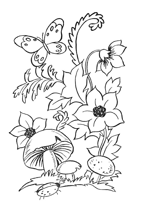 Mushroom coloring pages vintage