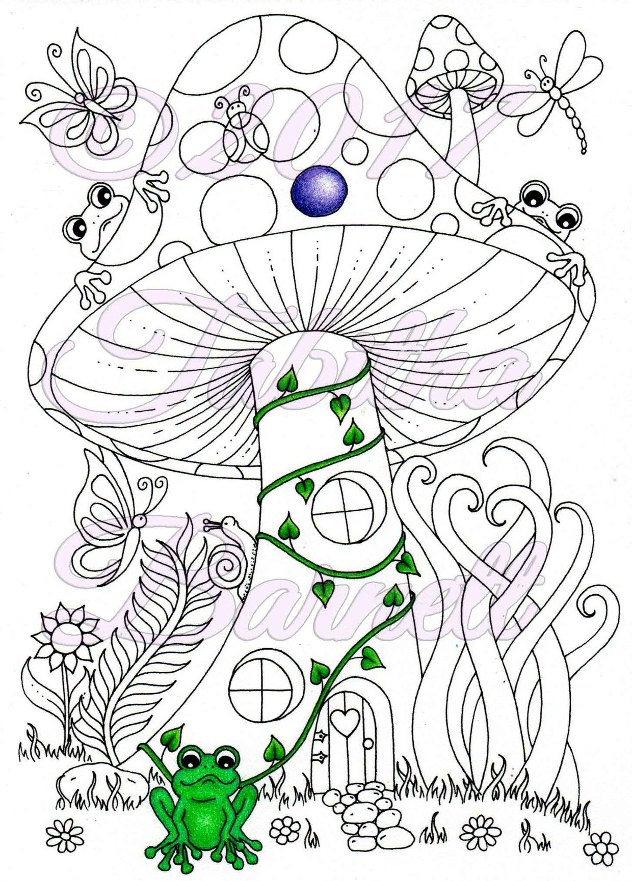 Fairy mushroom house adult coloring page jpg