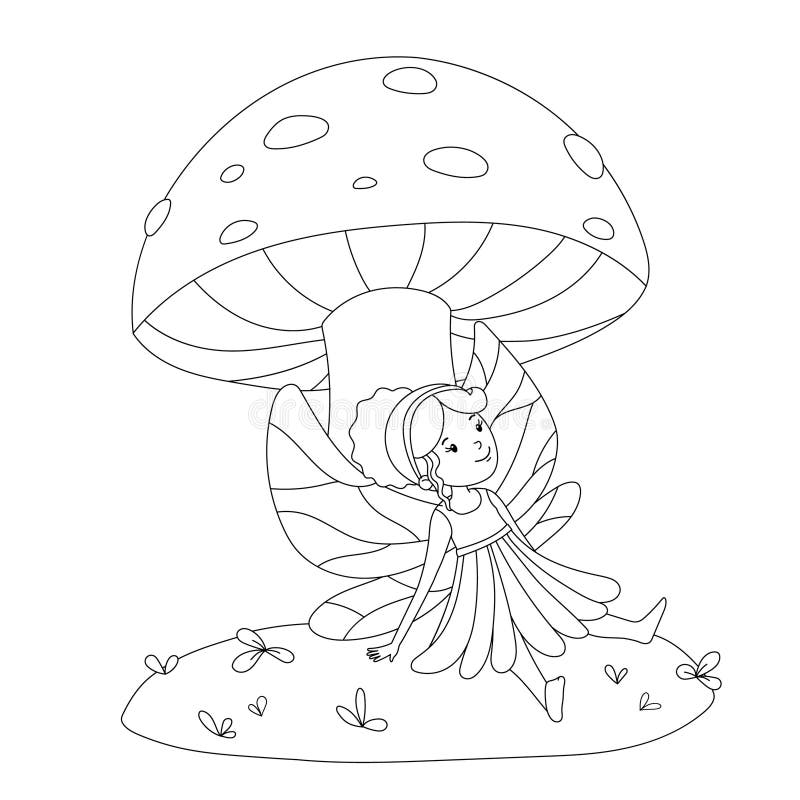 Fairy mushroom coloring stock illustrations â fairy mushroom coloring stock illustrations vectors clipart