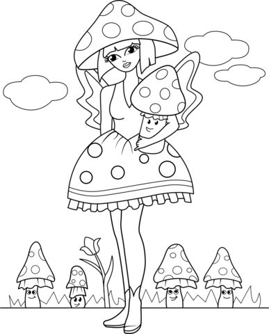 Mushroom fairy coloring page free printable coloring pages