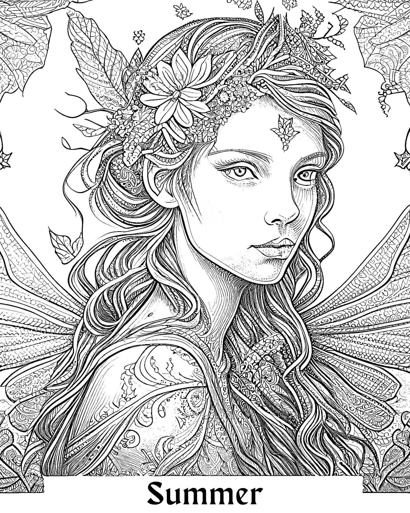 Fascinating fairy coloring pages for adults