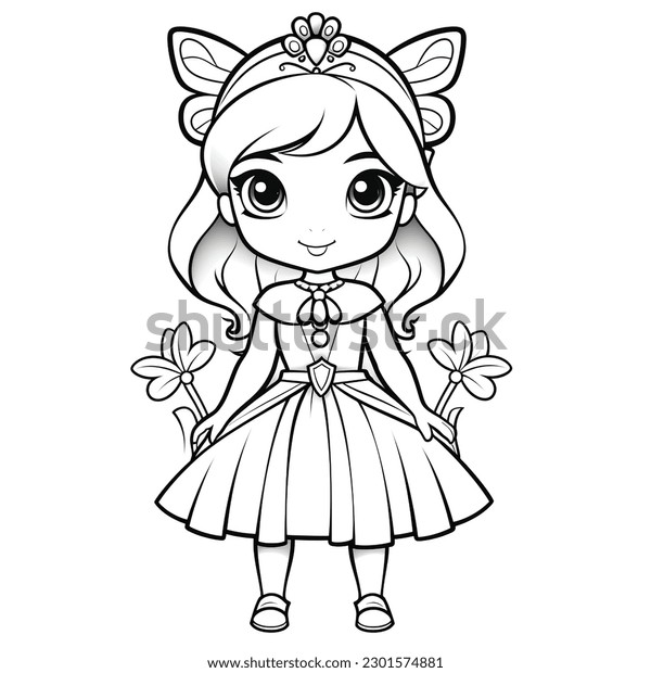 Hakuun cute fairy princess coloring page kids liittyvã kuvituskuva