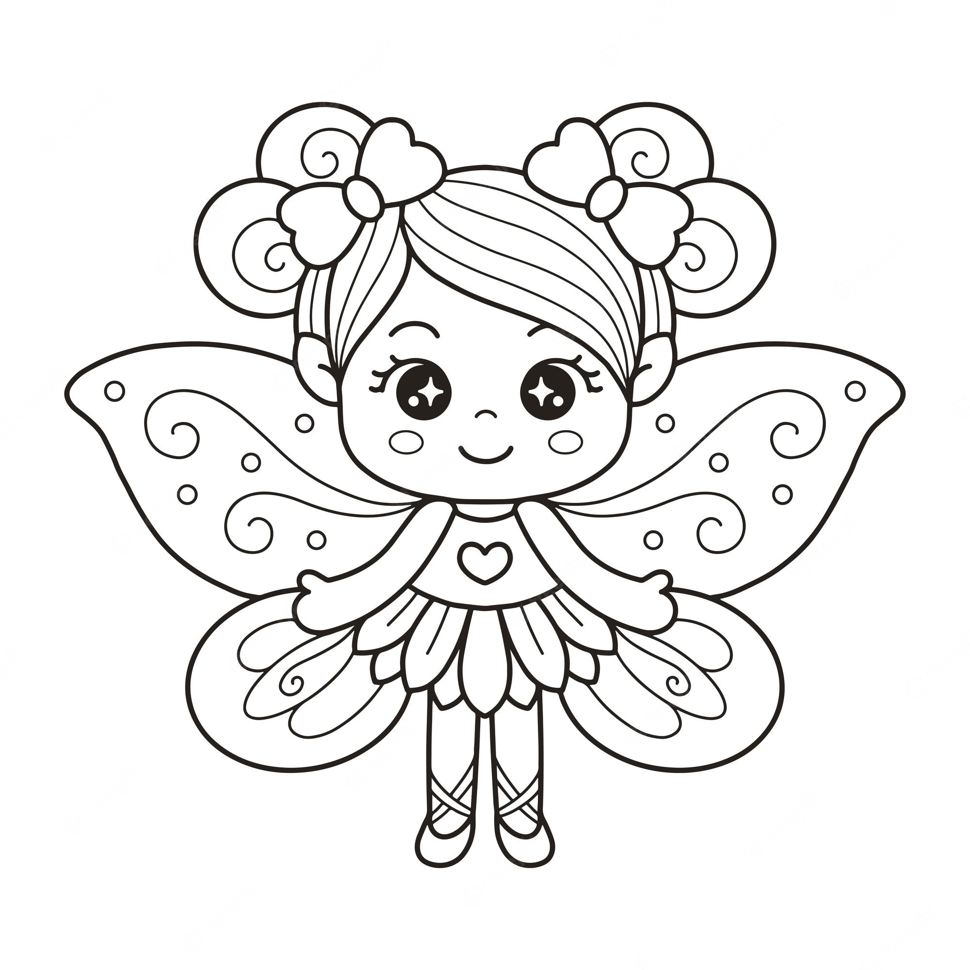 Premium vector cute little fairy printable coloring page