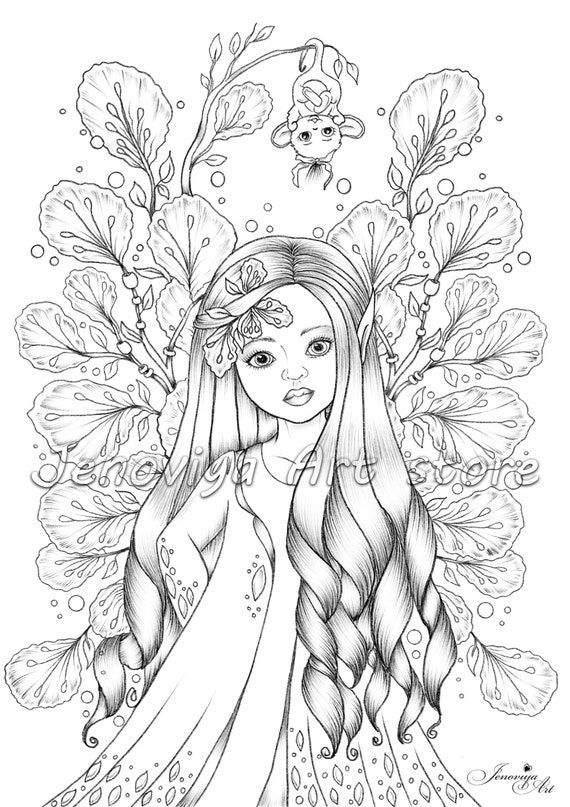 Little fairy colouring page printable coloring book adult coloring book pdf coloring printable pdf by jenoviyaart