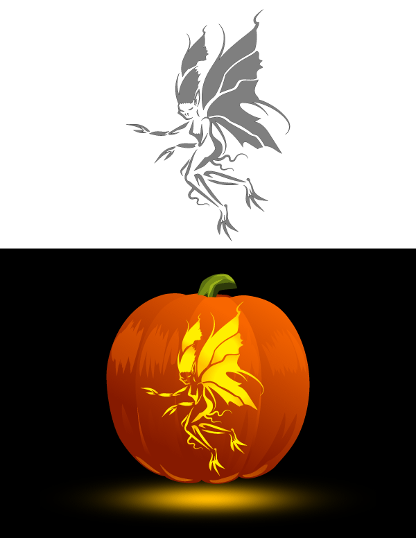 Printable evil fairy pumpkin stencil