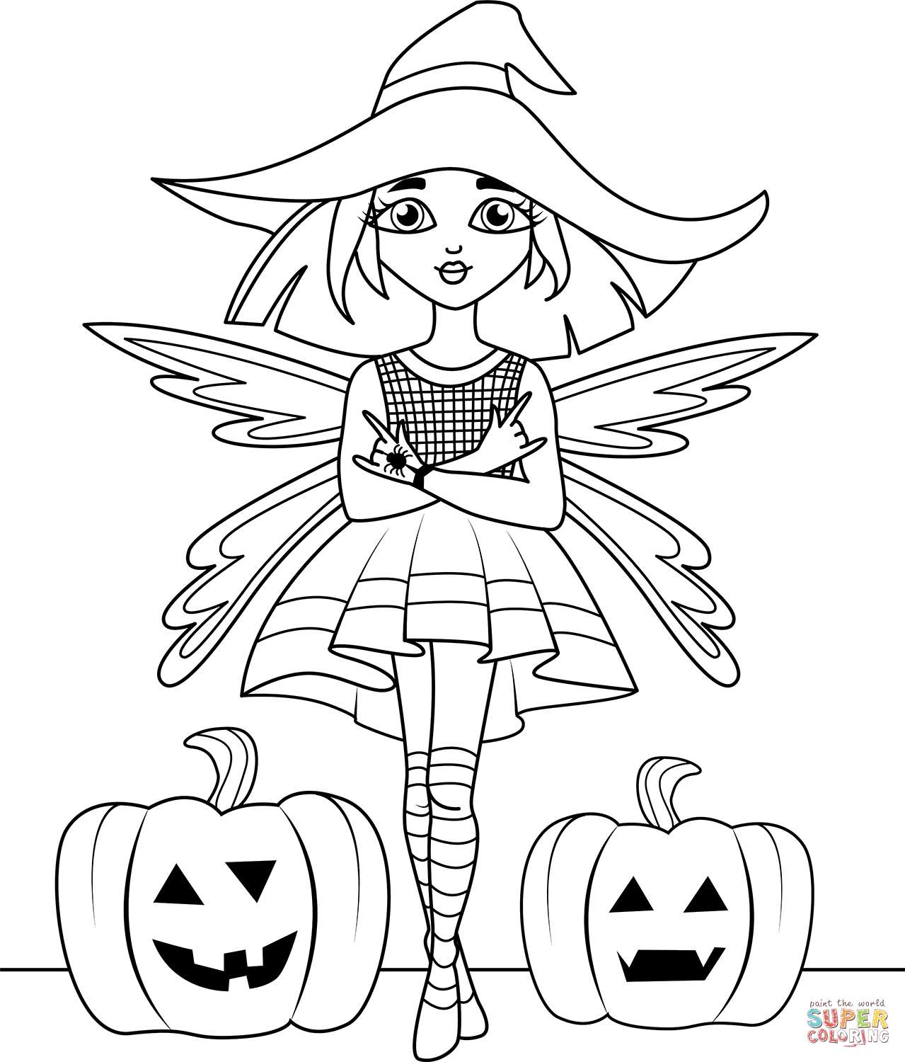 Halloween fairy coloring page free printable coloring pages