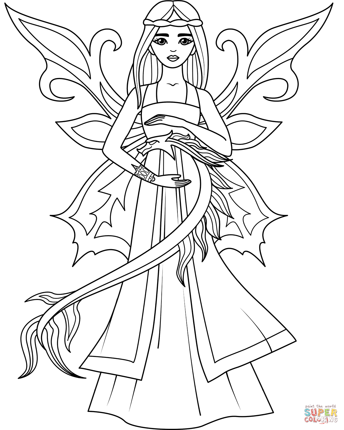 Celtic fairy coloring page free printable coloring pages