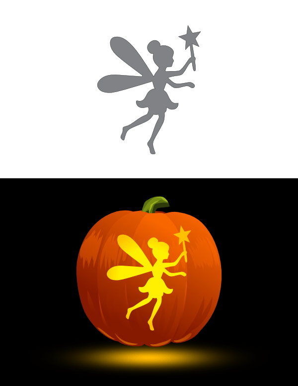 Printable simple fairy pumpkin stencil