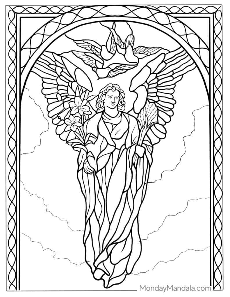 Stained glass coloring pages free pdf printables