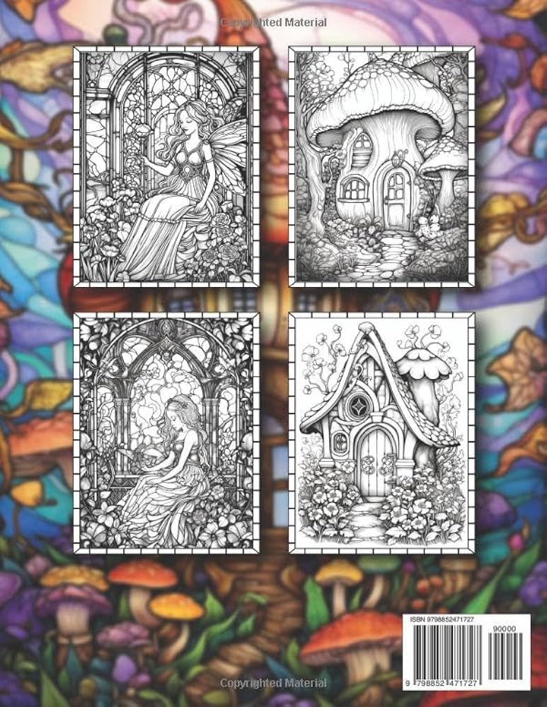 Stained glass fantasy fairy homes adult coloring book tranquil coloring escape to fantasy fairy homes fantasy fairy home stained glass illustrations publishing red glass books