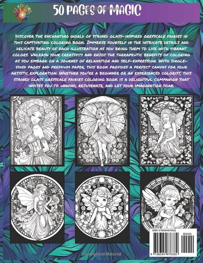 Stained glass greysle fairies coloring by park jennifer