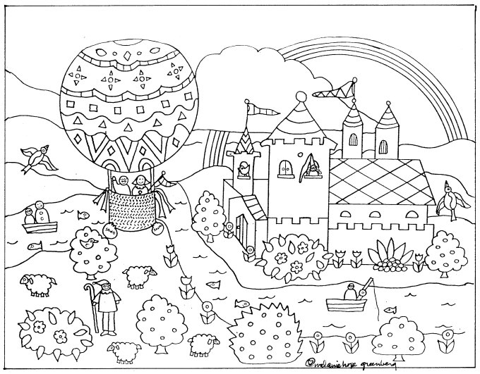 Imaginative fairy tale coloring page