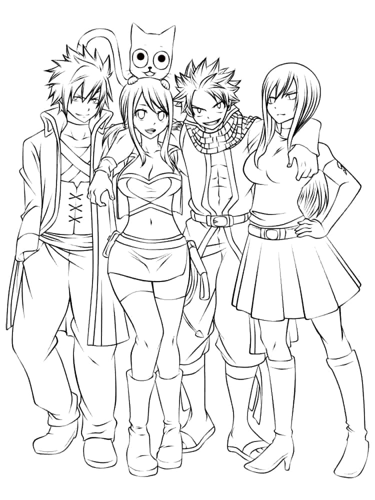 Characters from fairy tail coloring page