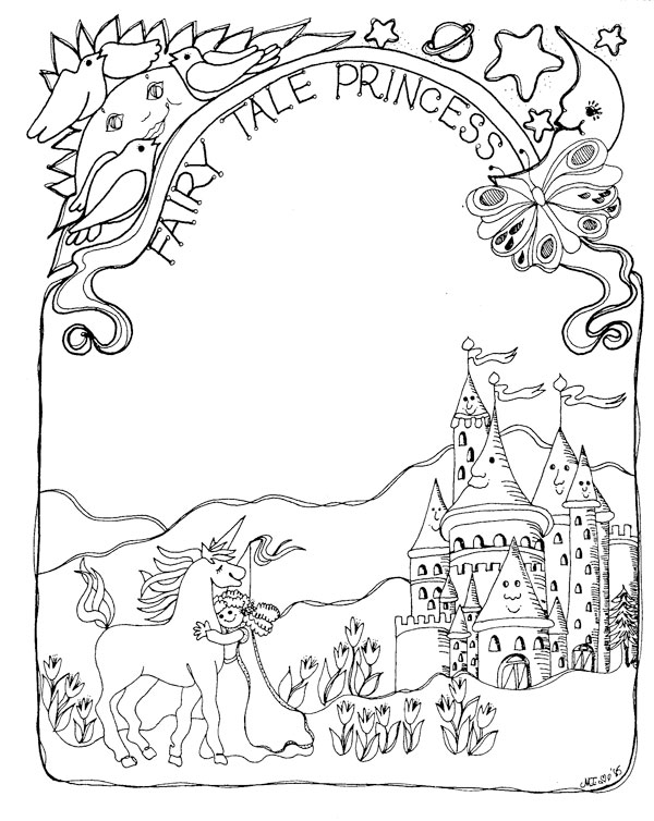 Fairy tale princess coloring page