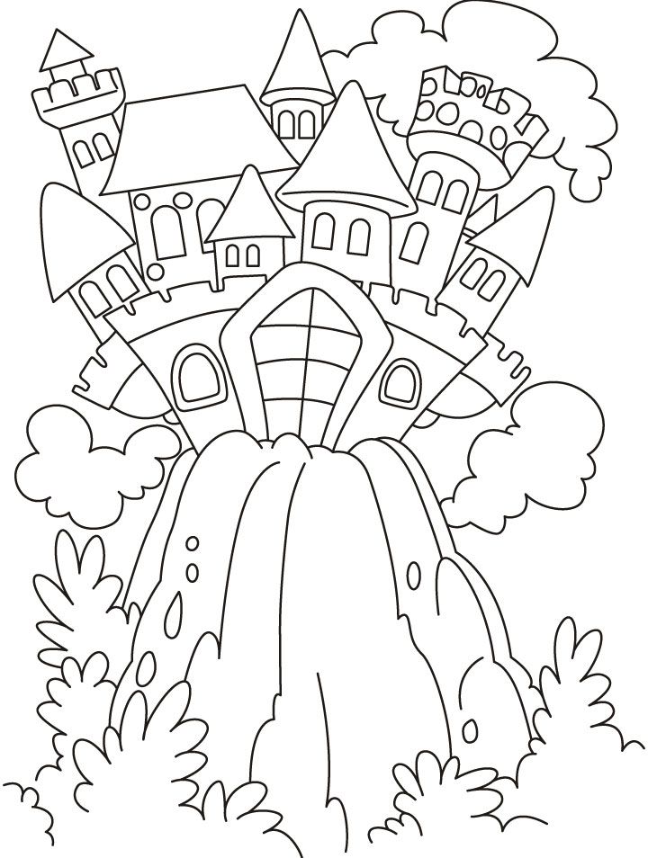 Fairy tale castle on the hill coloring pages fairy coloring fairy coloring pages detailed coloring pages