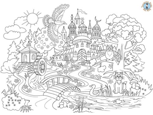 Fairy tale castle coloring page