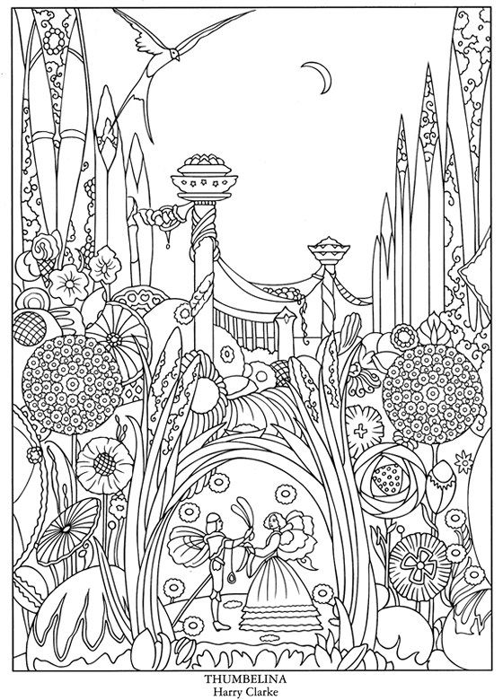 Download thumbelina fairy tale coloring page coloring pages dover coloring pages adult coloring pages