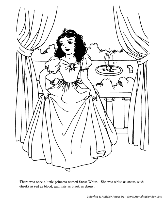 Snow white and the seven dwarfs fairy tale coloring pages princess snow white coloring story pages