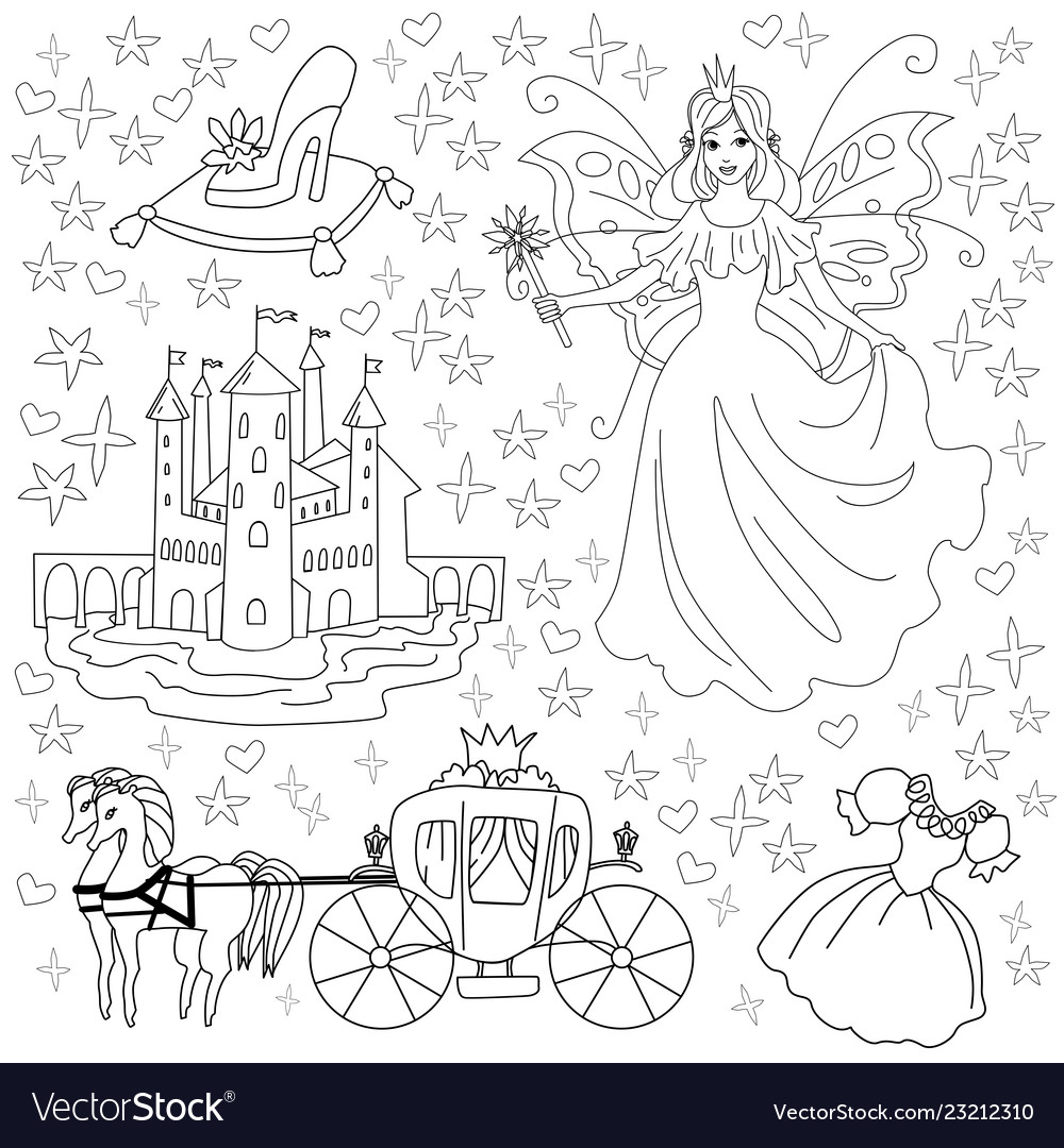 Fairy tale coloring page for kids royalty free vector image
