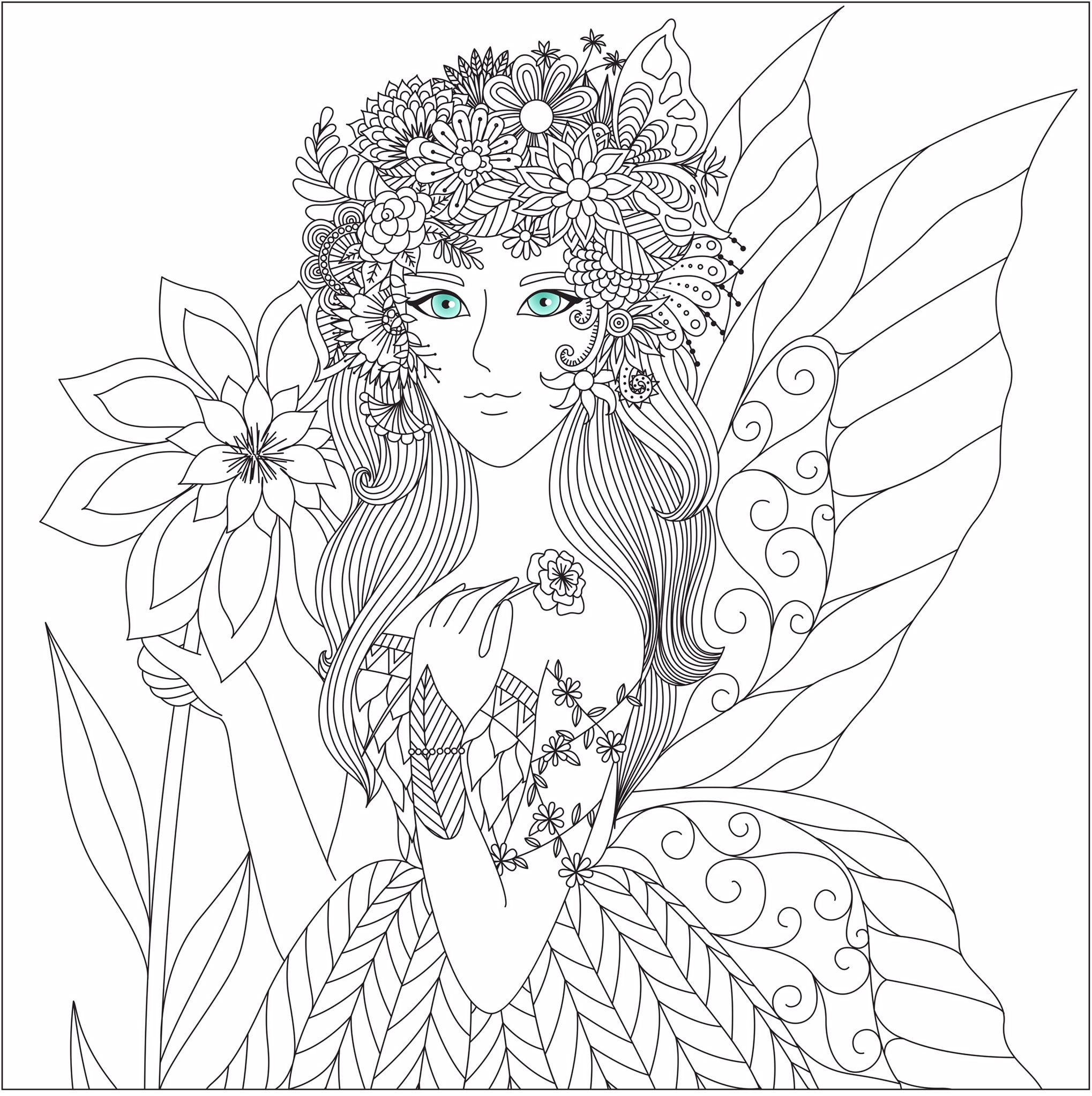 Fairy coloring page fairy tale coloring sheet printable adult coloring book page kids coloring book sheet download now