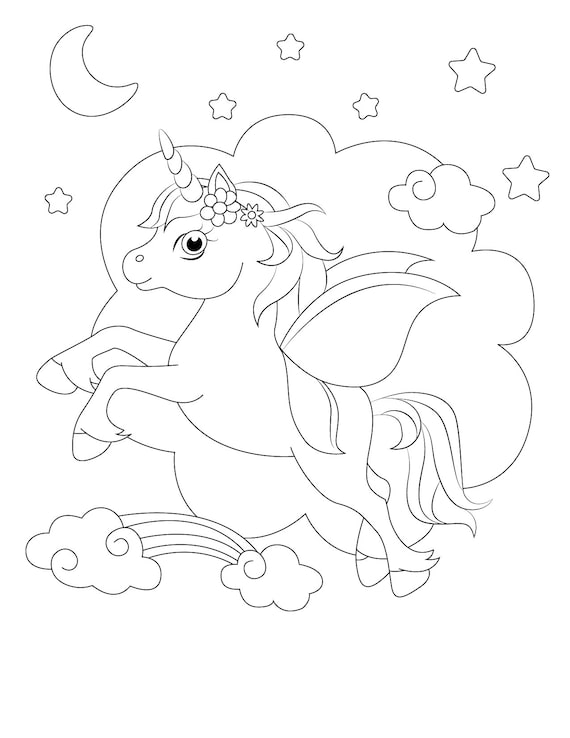 My fairy unicorn coloring book pages pdf digital download instant download